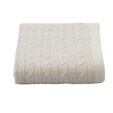 15JWS0719 100% cashmere cable knitted cobertor de viagem cobertor de praia